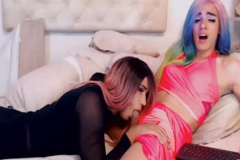 non-professional sheboy pair blow job