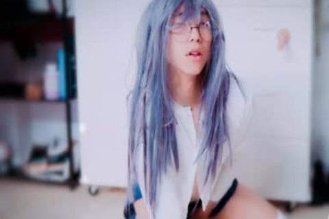 attractive oriental Sissy cum With Foxtail