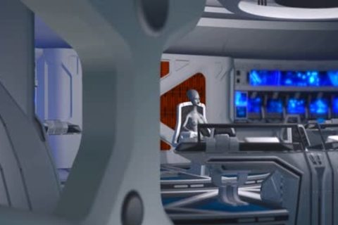 3d Alien Dickgirl bonks A pretty ebon serf In Space Station