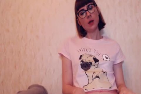 charming Russian ladyboy In Glasses Strokes Her petite 10-Pounder