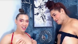 tgirl couple joy Each Other knobs