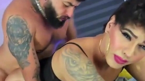 large Bearded Hunk ass bonks dark stockings latina Translady On cam